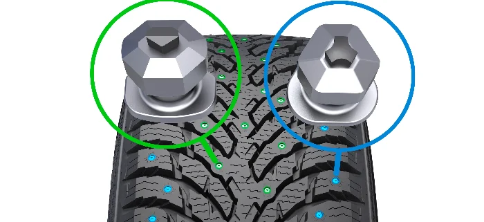 1.-Nokian_Hakkapeliitta_9_Functional_Studding_2 نوکیان یک مفهوم جدید و انقلابی کاربردی را در زمینه طرح آج تایر (گل میخ)